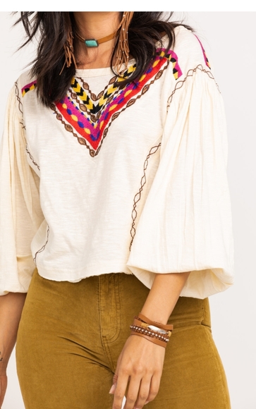 Free People Heand Me Down Embroidered Top - Picture 4 of 9